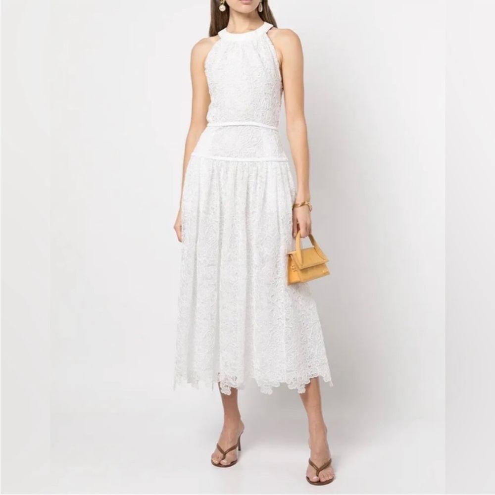 JONATHAN SIMKHAI Gabriela Ivory Lace Midi Dress